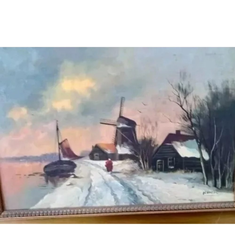Oil Painting Artwork Signed Verheul Antique 24" X 14"